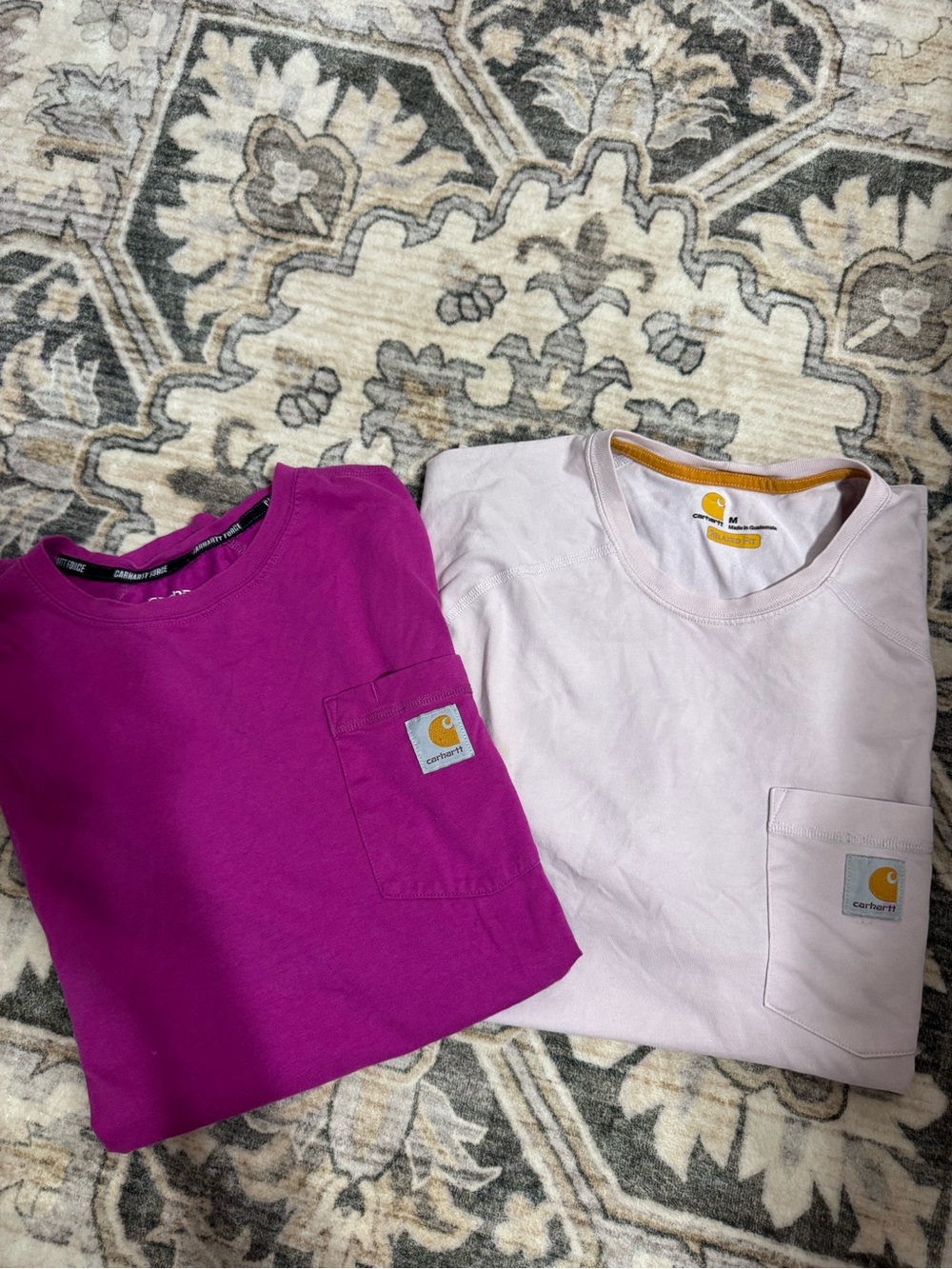 Carhartt Short-Sleeve Force Pocket Tees - Magenta & Light Pink